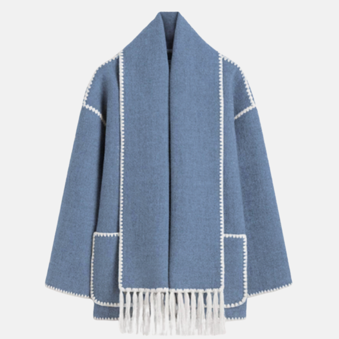 Flora Wool Relaxed Fit Jacket | High Neck Long Sleeve Jacket