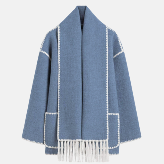 Flora Wool Relaxed Fit Jacket | High Neck Long Sleeve Jacket