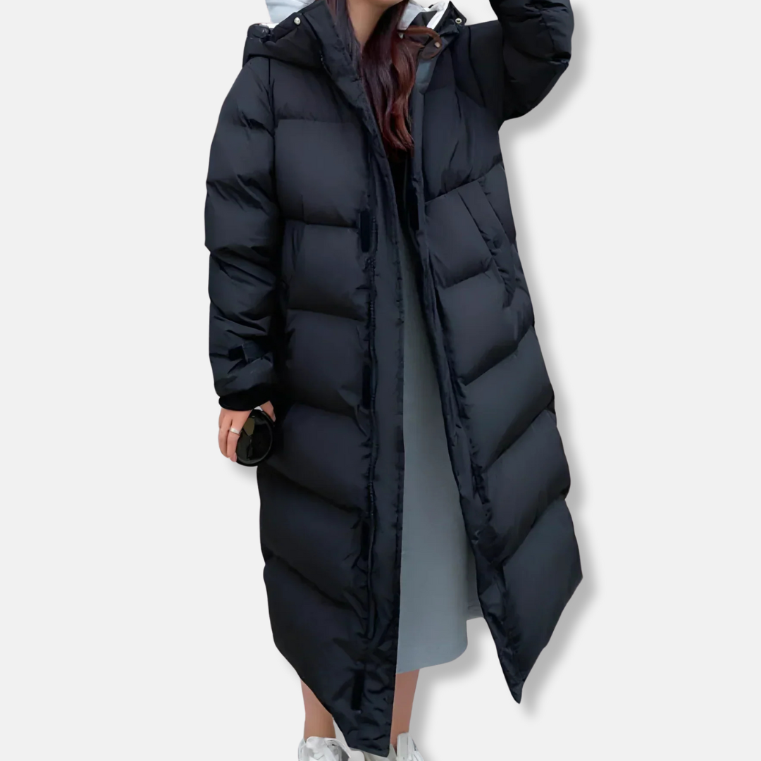 Isabella Oversized Puffer Coat | Hooded Quilted Full-Length Coat