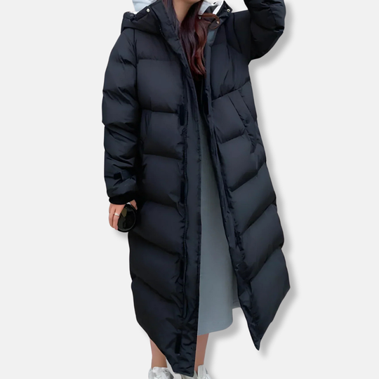 Isabella Oversized Puffer Coat | Hooded Quilted Full-Length Coat