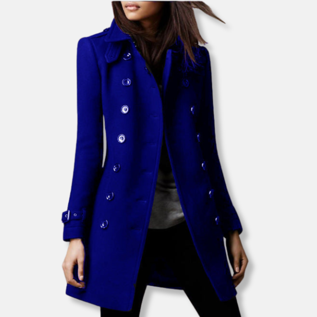 Freya Wool Regular Fit Trench Coat | Double-Breasted Button Front Trench Coat