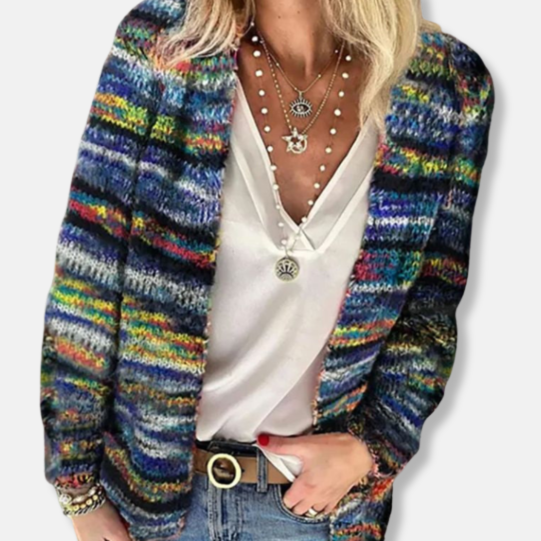 Chiara Wool Relaxed Fit Cardigan | V-Neck Open Front Cardigan