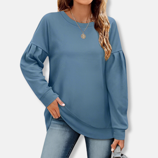 Isla Relaxed Fit Sweatshirt | Puff Sleeve Crewneck Sweatshirt