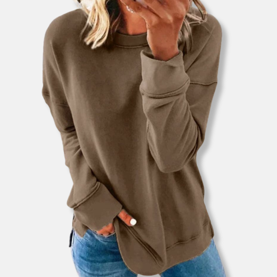 Isabella Relaxed Fit Sweatshirt | Crewneck Hip-Length Sweatshirt