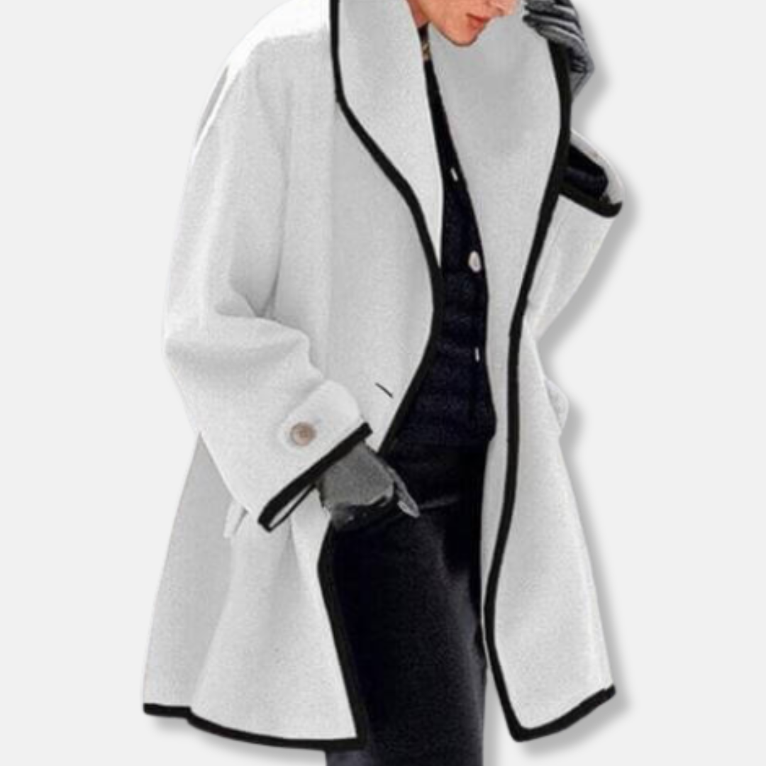 Isla Wool Relaxed Fit Coat | Collared Thigh-Length Coat