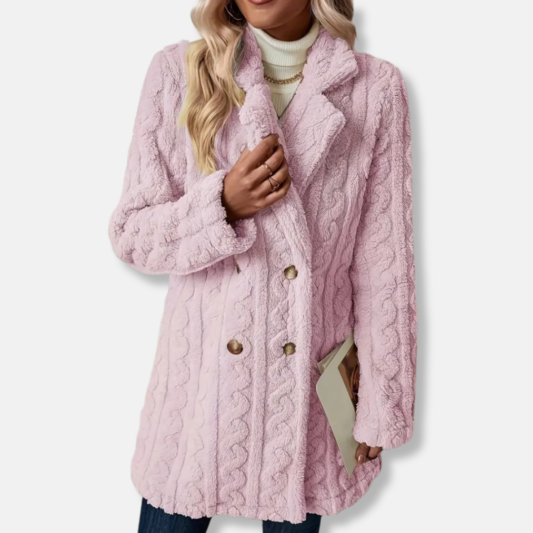 Francesca Wool Relaxed Fit Coat | Collared Button Front Winter Coat