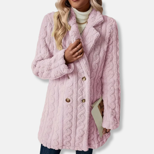 Francesca Wool Relaxed Fit Coat | Collared Button Front Winter Coat