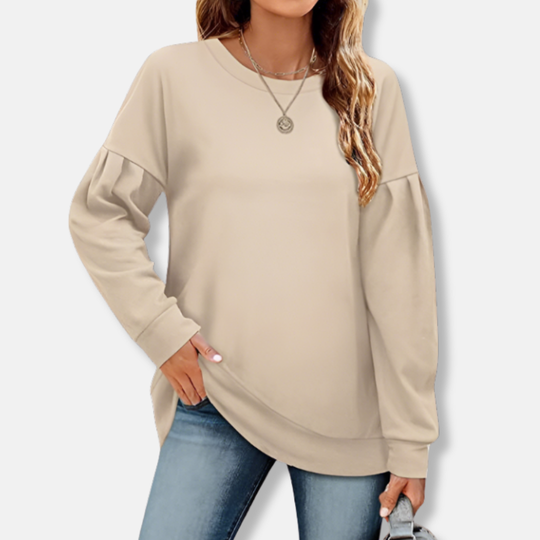 Isla Relaxed Fit Sweatshirt | Puff Sleeve Crewneck Sweatshirt