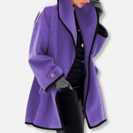 Isla Wool Relaxed Fit Coat | Collared Thigh-Length Coat