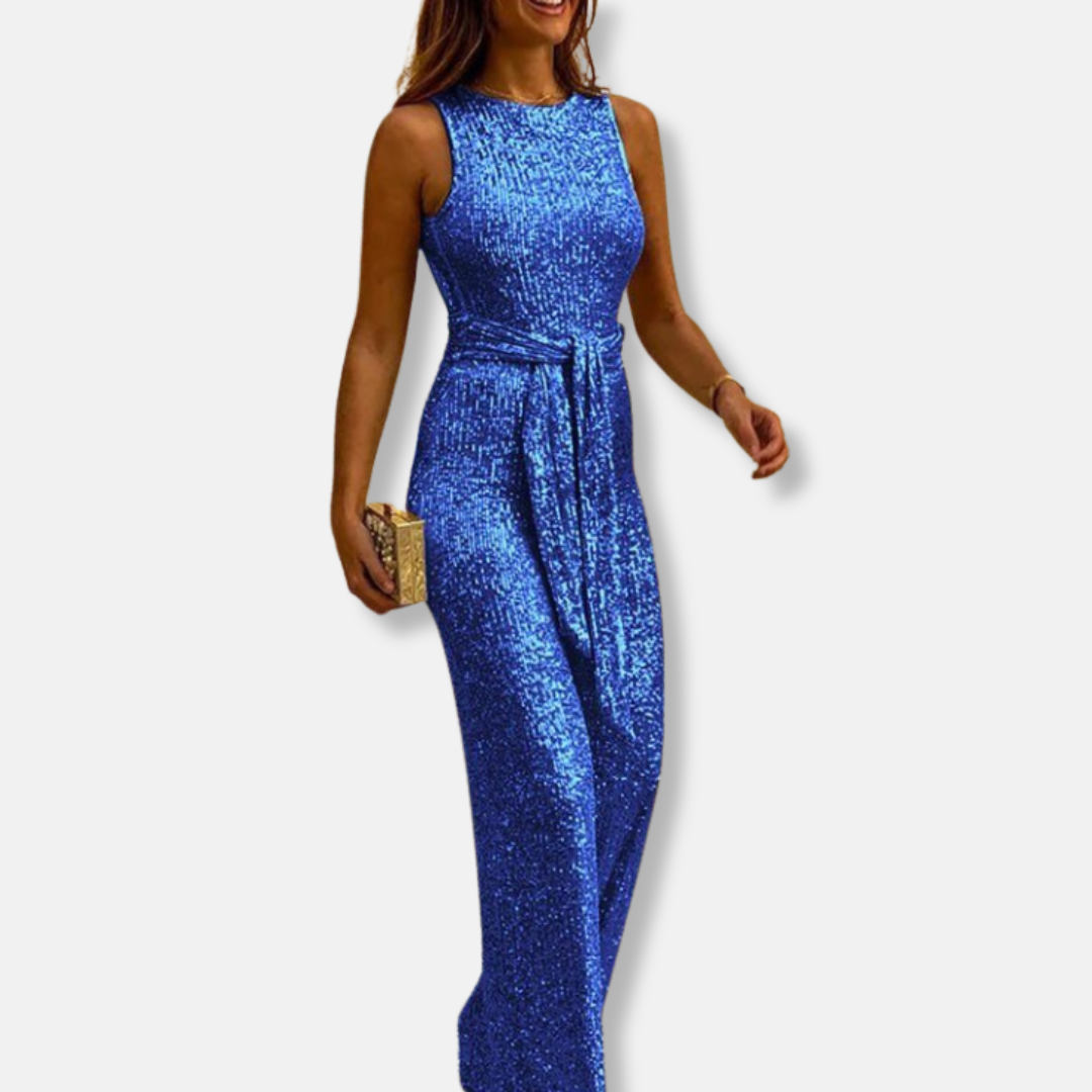 Rosie Relaxed Fit Jumpsuit | Glittered  Sleeveless Crewneck Jumpsuit