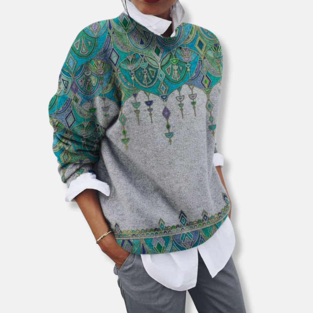 Sienna Relaxed Fit Sweatshirt | Abstract Print Crewneck Sweatshirt