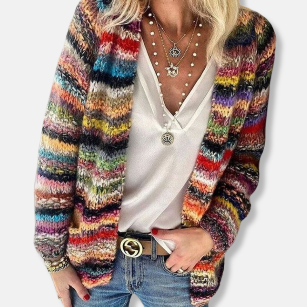 Chiara Wool Relaxed Fit Cardigan | V-Neck Open Front Cardigan