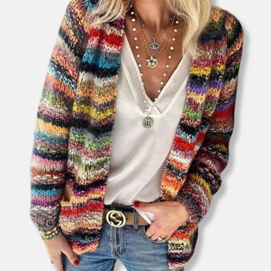 Chiara Wool Relaxed Fit Cardigan | V-Neck Open Front Cardigan