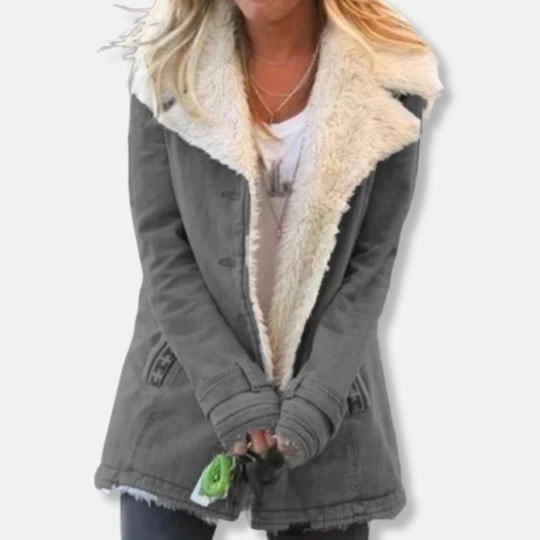 Sienna Relaxed Fit Winter Jacket | Fleece Lined Button Front Jacket