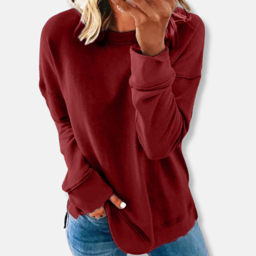 Isabella Relaxed Fit Sweatshirt | Crewneck Hip-Length Sweatshirt