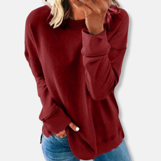 Isabella Relaxed Fit Sweatshirt | Crewneck Hip-Length Sweatshirt