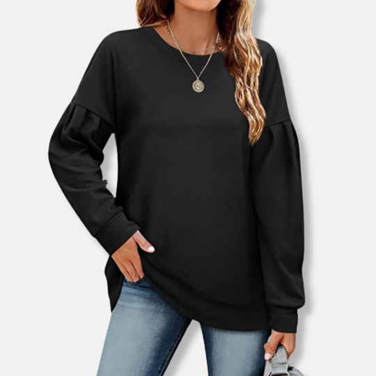 Isla Relaxed Fit Sweatshirt | Puff Sleeve Crewneck Sweatshirt