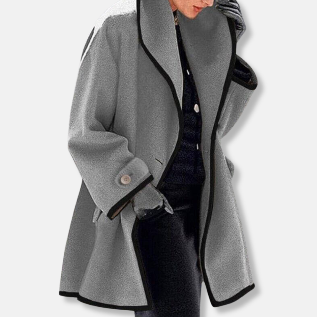 Isla Wool Relaxed Fit Coat | Collared Thigh-Length Coat