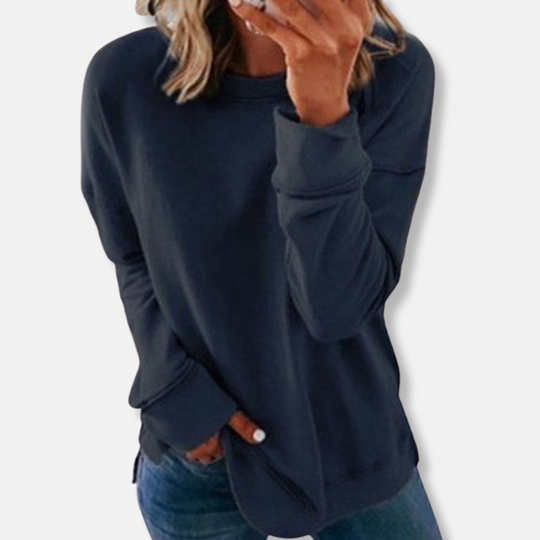 Isabella Relaxed Fit Sweatshirt | Crewneck Hip-Length Sweatshirt