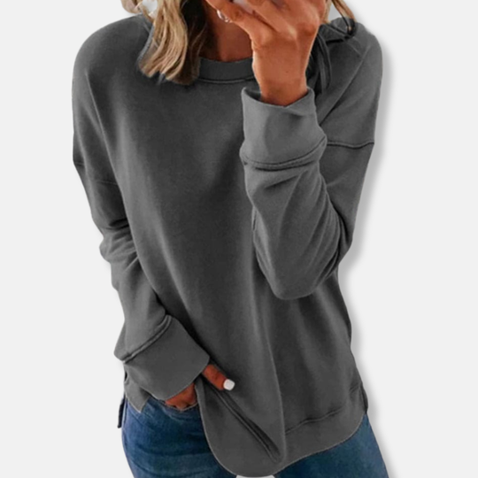 Isabella Relaxed Fit Sweatshirt | Crewneck Hip-Length Sweatshirt