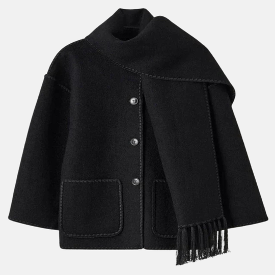 Flora Wool Relaxed Fit Jacket | High Neck Long Sleeve Jacket