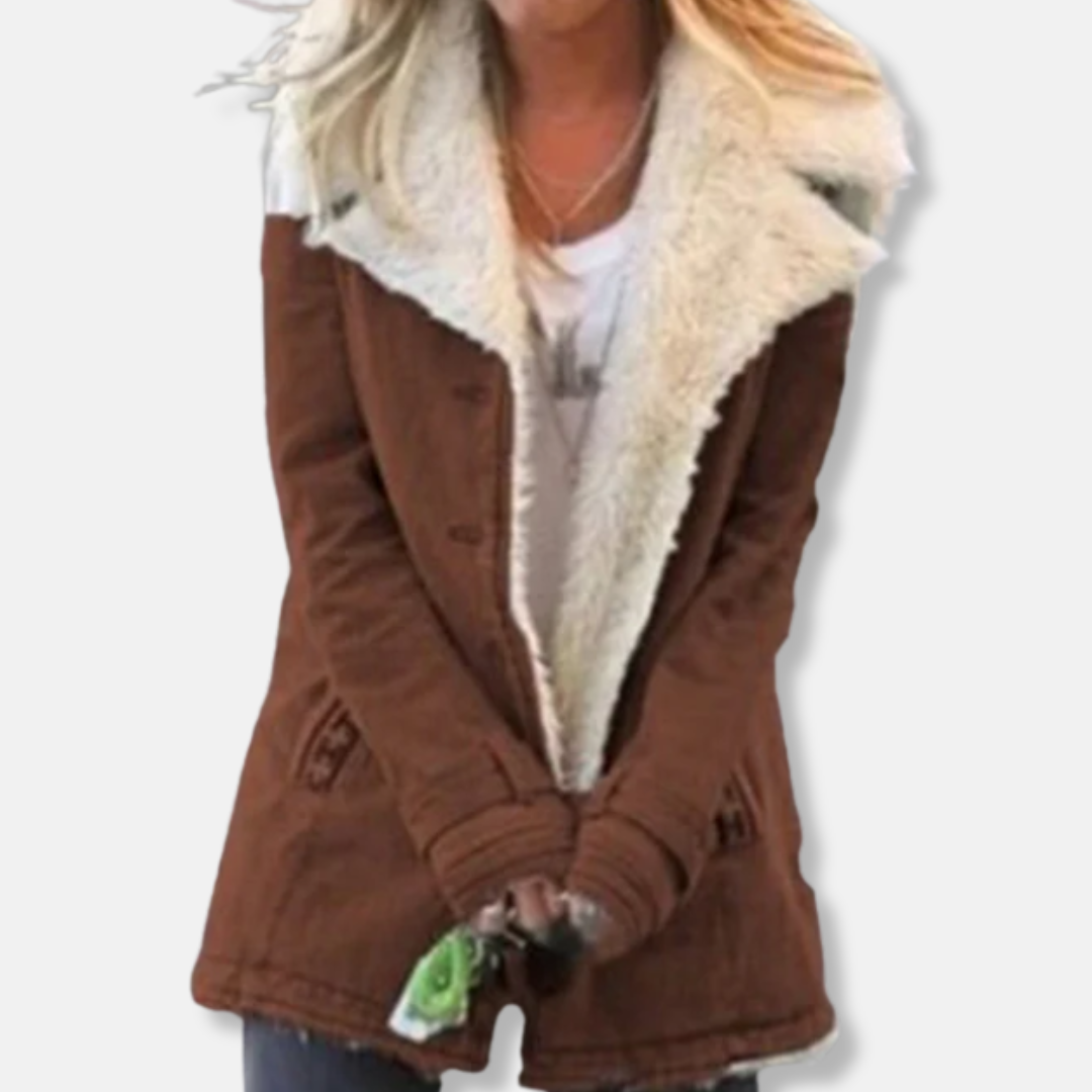 Sienna Relaxed Fit Winter Jacket | Fleece Lined Button Front Jacket