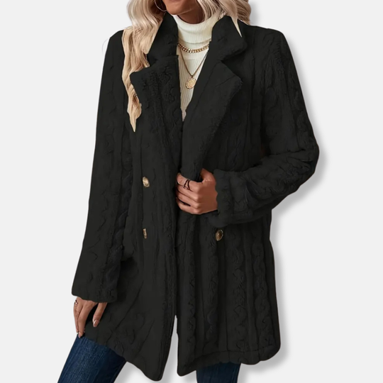 Francesca Wool Relaxed Fit Coat | Collared Button Front Winter Coat