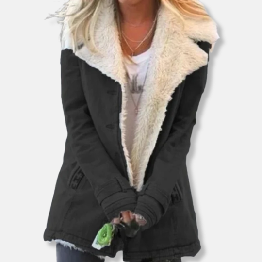 Sienna Relaxed Fit Winter Jacket | Fleece Lined Button Front Jacket