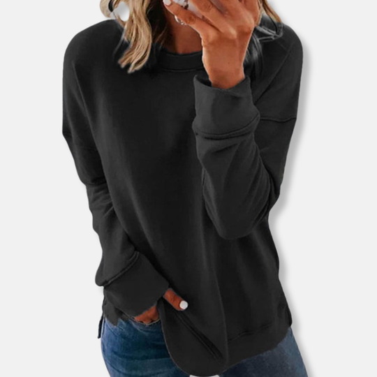Isabella Relaxed Fit Sweatshirt | Crewneck Hip-Length Sweatshirt