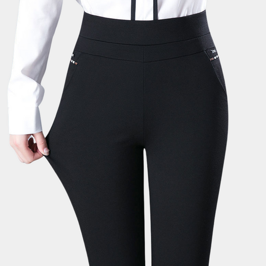 Ava Skinny High-Waisted Pants | Decorative Pockets Pants