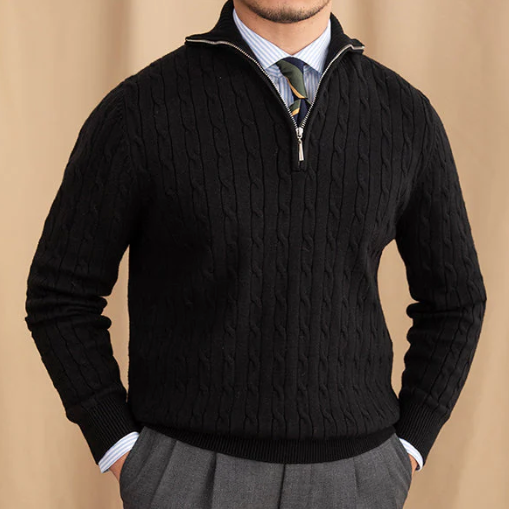 Cable Knit Half-Zip Sweater for Men