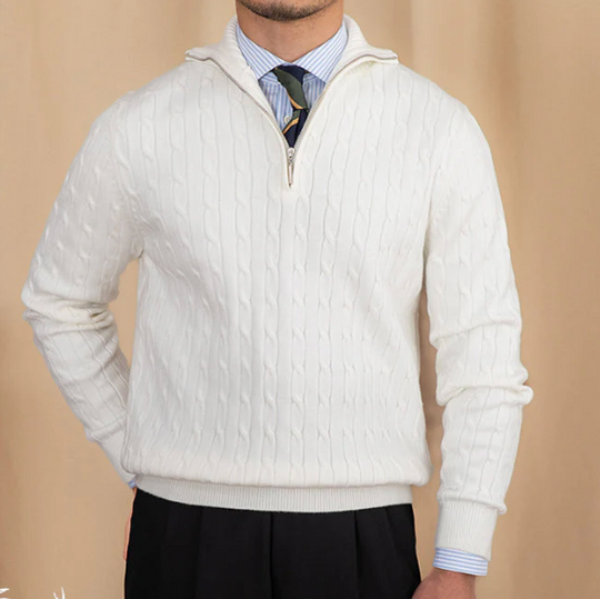 Cable Knit Half-Zip Sweater for Men
