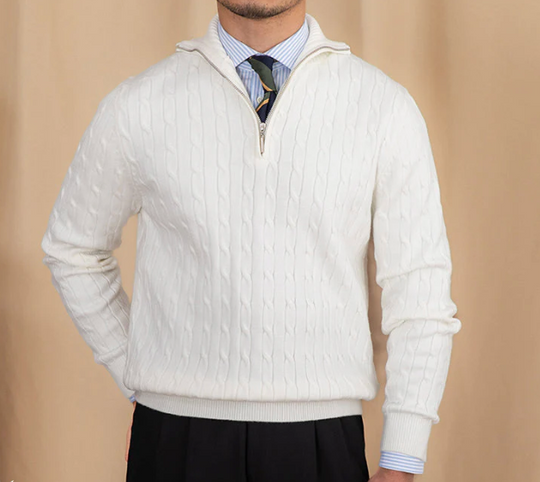 Cable Knit Half-Zip Sweater for Men