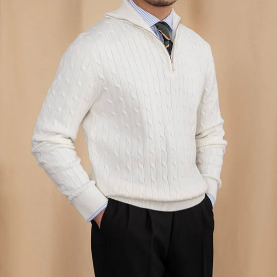 Cable Knit Half-Zip Sweater for Men