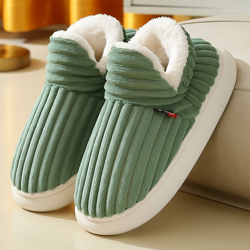 Freya Bootie Style Slippers | Ribbed Fleece Lined Slippers