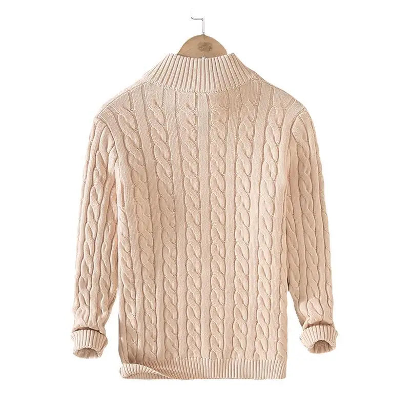 Cotton Sweater with Stand-Up Collar for Men