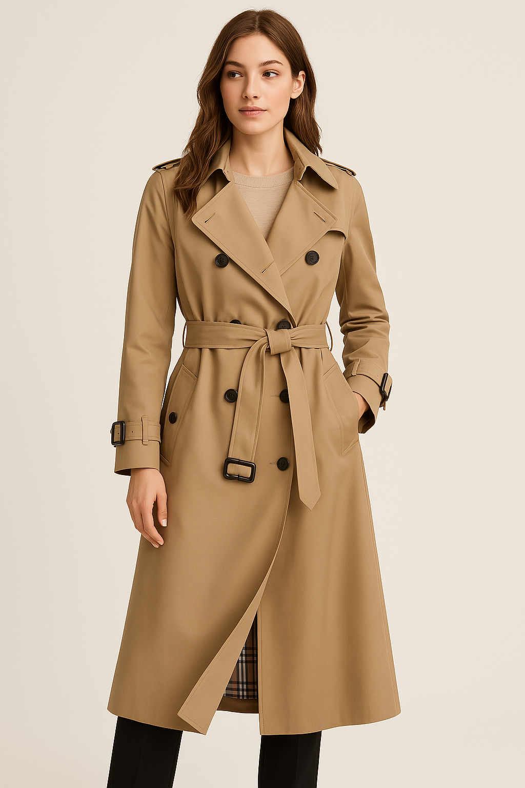 Double Button Trench Coat for Women