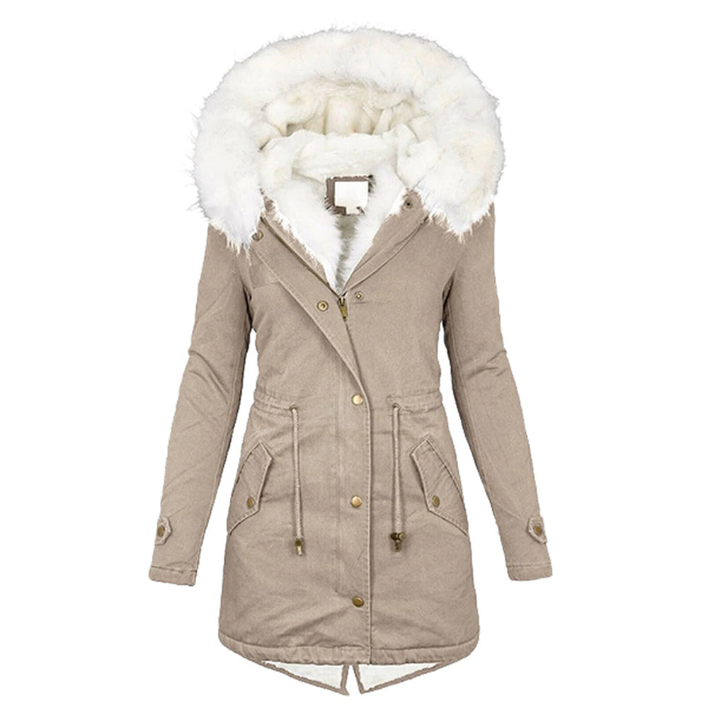 Freya Hooded Coat | Fur Trim Drawstring Waist Coat