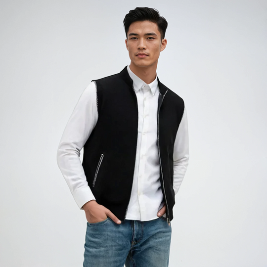 Gilet with Zipper and Pockets for Men