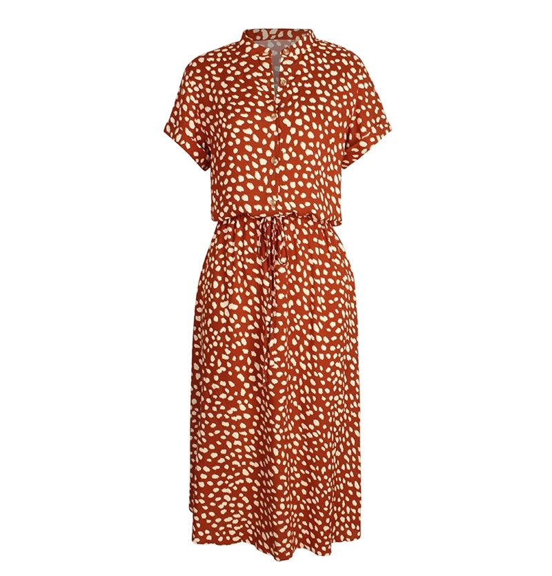 Leona | Robe midi bohème léopard