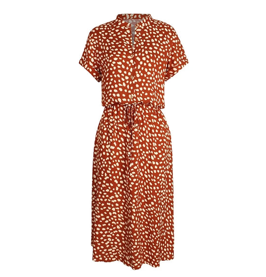 Leona | Robe midi bohème léopard