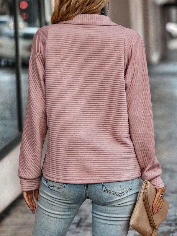 Half Zip V-Neck Jumper for Women