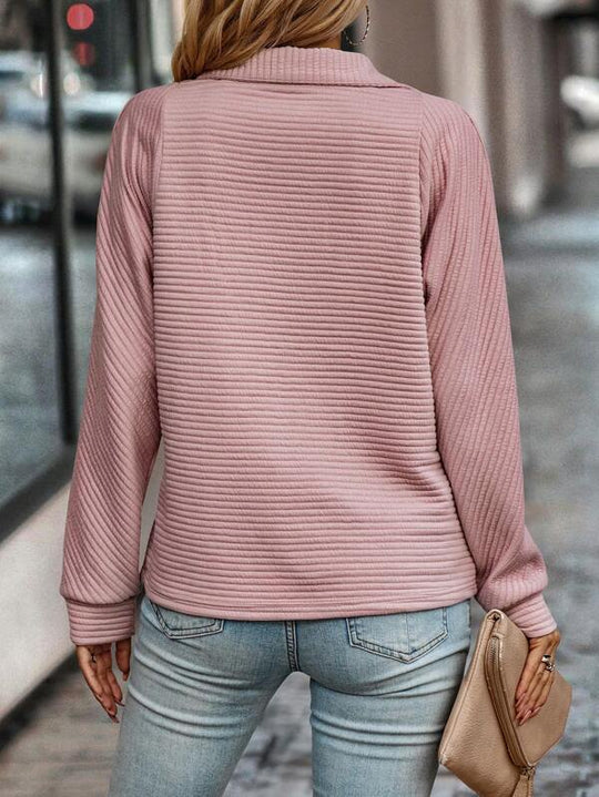 Half Zip V-Neck Jumper for Women