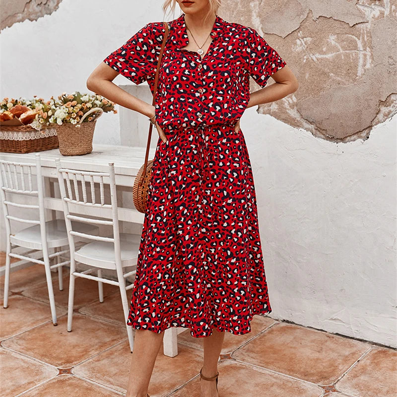 Leona | Robe midi bohème léopard