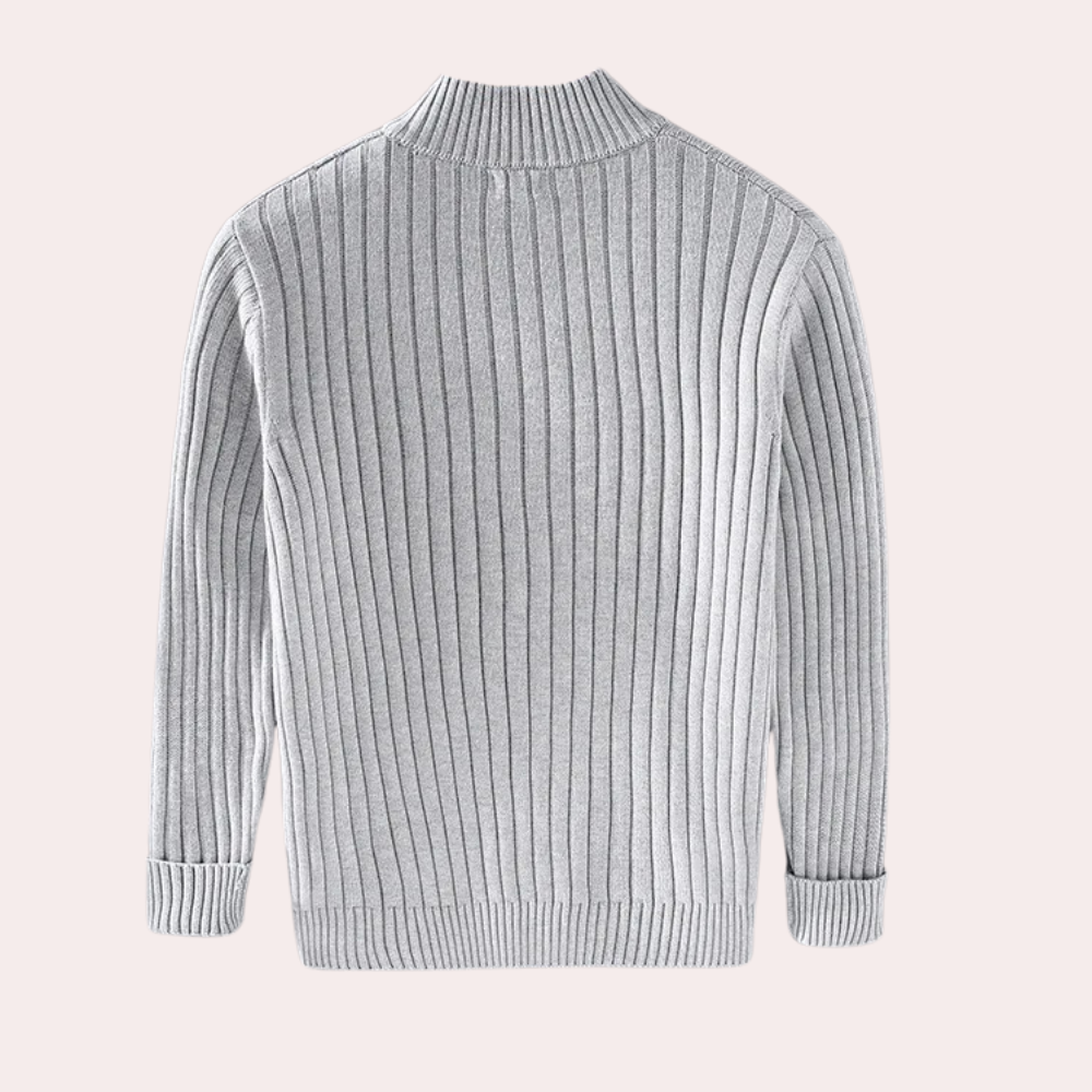 James Wool Regular Fit Cardigan | Stand Collar Ribbed Cardigan