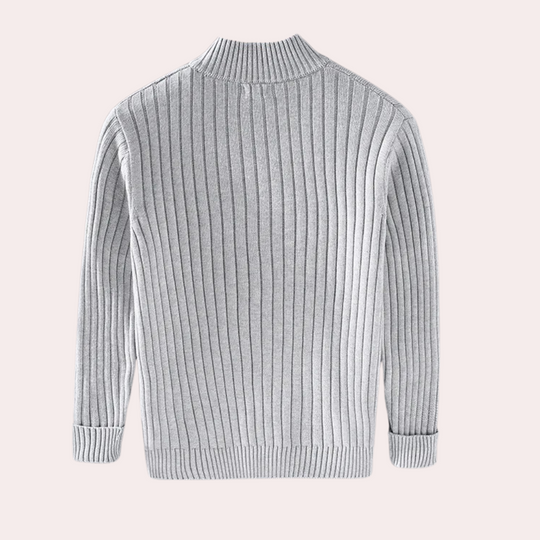 James Wool Regular Fit Cardigan | Stand Collar Ribbed Cardigan