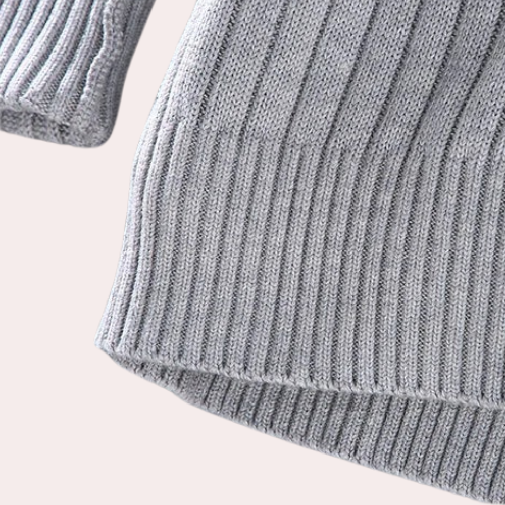 James Wool Regular Fit Cardigan | Stand Collar Ribbed Cardigan