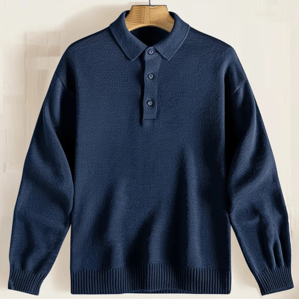 Long-Sleeved Polo Sweater for Men