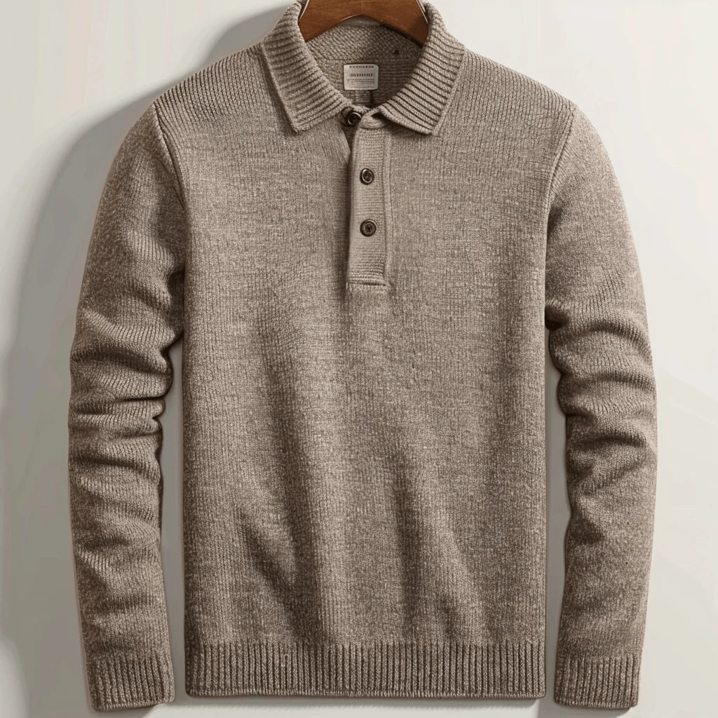 Long-Sleeved Polo Sweater for Men