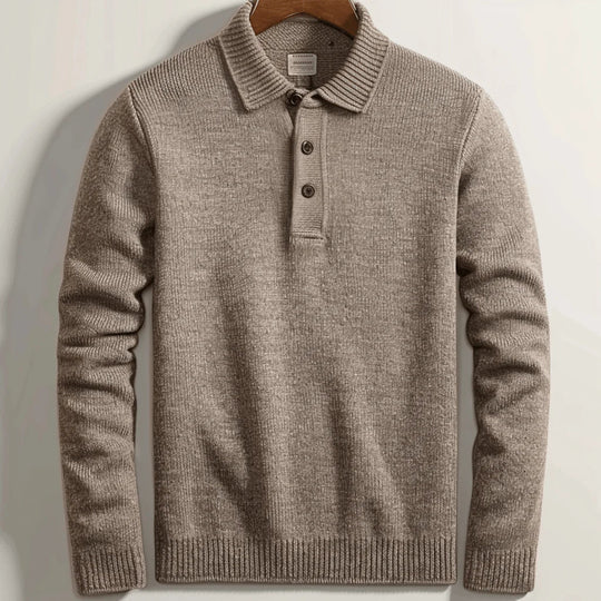 Long-Sleeved Polo Sweater for Men